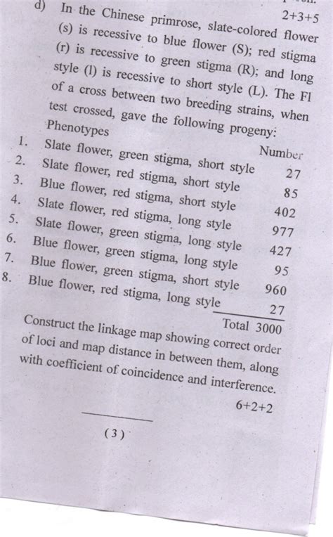 Genetics Problem: Linkage Mapping in Chinese Primrose In the Chinese pri..