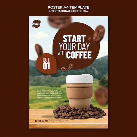 International coffee day poster template | Free PSD