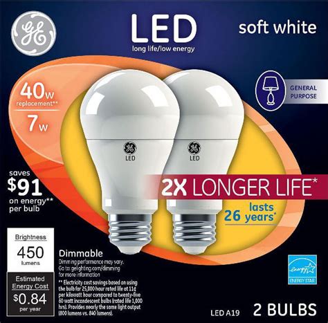 GE LED Soft White Light Bulbs, 6 Watt (40 Watt Equivalent) General ...