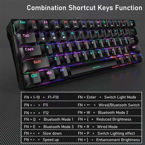 SOLAKAKA 60% Bluetooth Mechanical Gaming Keyboard, with RGB Rainbow ...