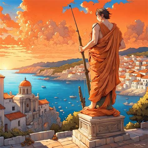 Ancient Greek gods look down upon modern Greek village - AI Generated ...