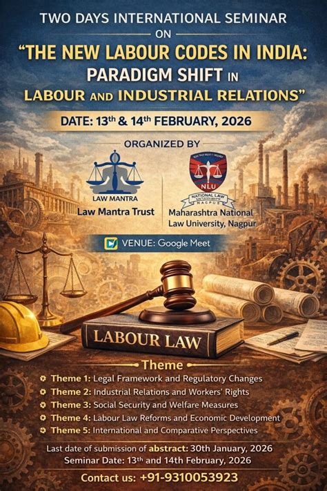 TWO DAYS INTERNATIONAL SEMINAR ON “THE NEW LABOUR CODES IN INDIA ...