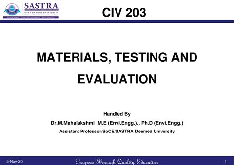 Ppt4 unit4 - Materials Testing and Evaluation notes - Progress Through ...