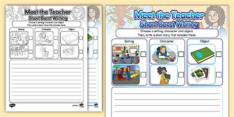 Meet the Teacher Short Burst Writing Template