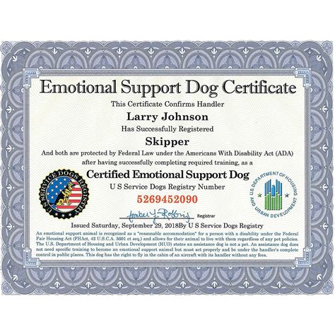 Official Certified Emotional Support Dog Certificate with Leather ...