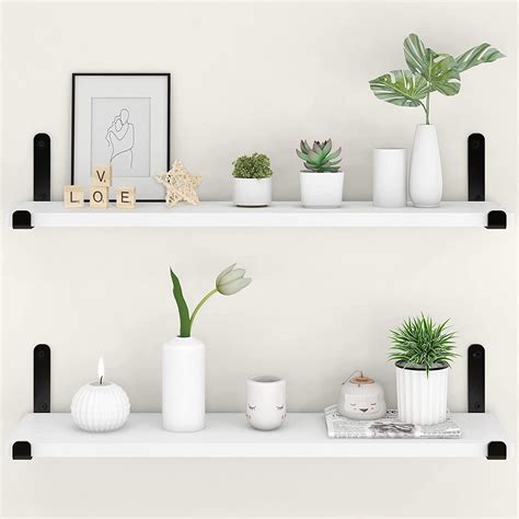 SUMGAR Floating Shelves for Wall,White Gold Long Wall Shelves 24in ...