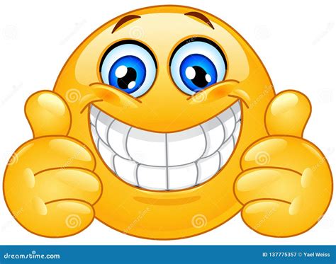 Big Smile Emoticon with Thumbs Up Stock Vector - Illustration of ...