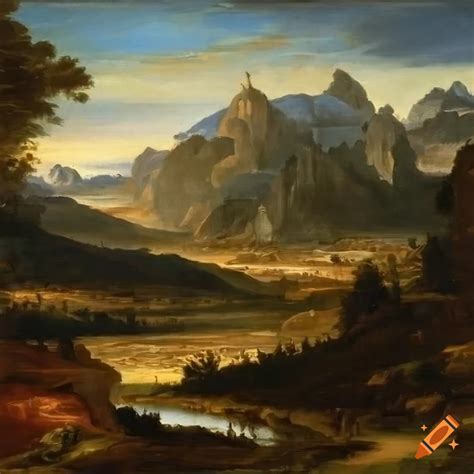 Classic renaissance landscape painting