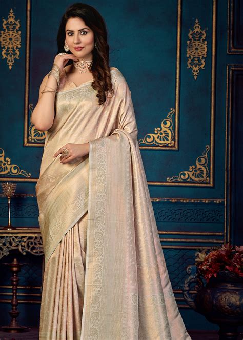 Buy Stark Grey Woven Banarasi Jacquard Silk Saree Online - MySilkLove