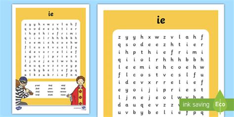 'ie' Digraph Differentiated Word Search (teacher made)
