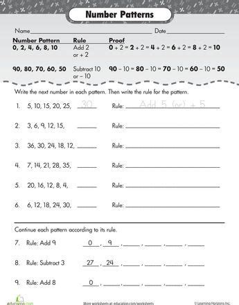 Image result for Number Pattern Rule Worksheet