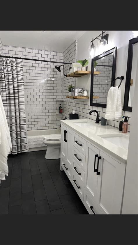 Black and White Tile Bathroom Makeover