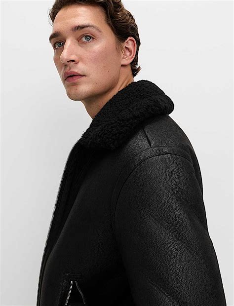 Buy Faux Leather Aviator Jacket at Marks & Spencer