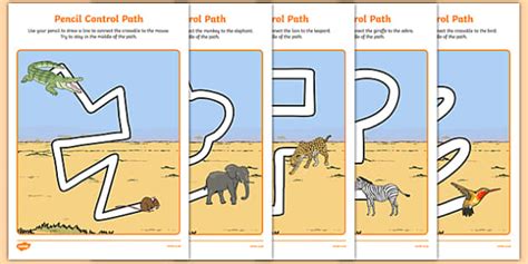 Crocodile Themed Pencil Control Path Worksheet / Worksheet