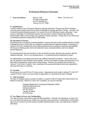 Fillable Online Professional Disclosure Statement - The Path to ...