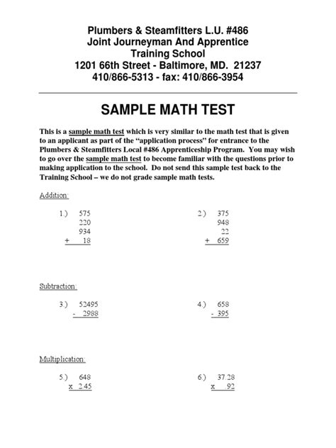 Image result for Math Test Example