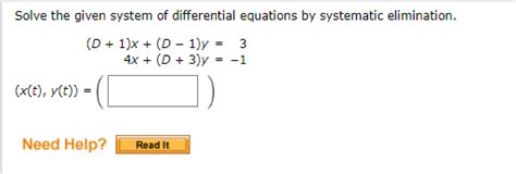Image result for Solve System of Differential Equations Elimination Using Operators