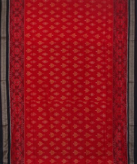 Red black cotton handwoven sambalpuri saree – GoSwadeshi