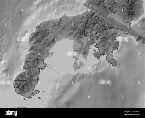 Zamboanga del Sur, province of Philippines. Grayscale elevation map with lakes and rivers Stock ...