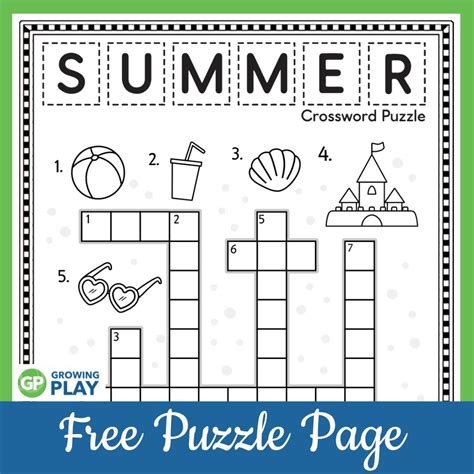 Printable Summer Crossword - Jace Printable
