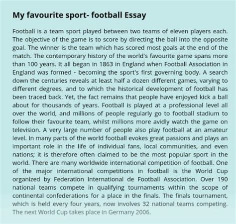 essay on my favourite sport football give reasons why you like it ...
