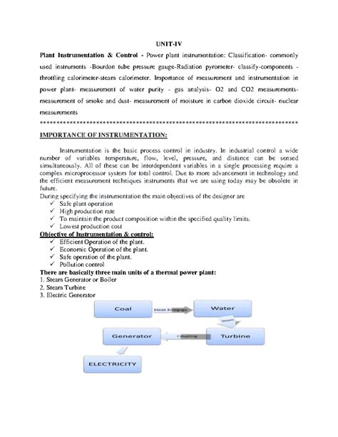 power plant engineering unit-IV notes - ####### UNIT-IV Plant ...