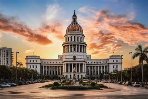 Capitol building in Havana at sunset, Cuba. It is the capital of Cuba, Capitolio building in ...