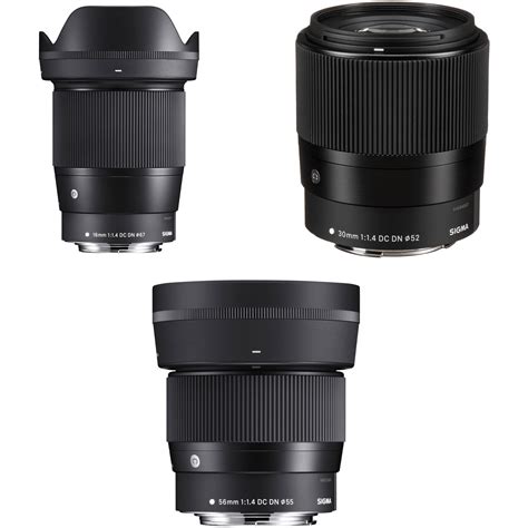 Sigma 16mm, 30mm, and 56mm f/1.4 DC DN Contemporary Lenses Kit
