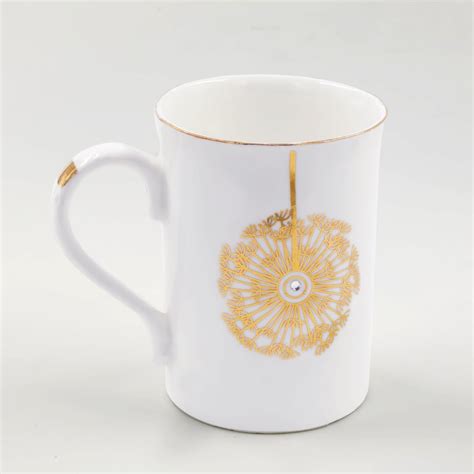 Buy Bharat Bone China Milk & Coffee Mug 300ML, Gold Motifs | Durable ...