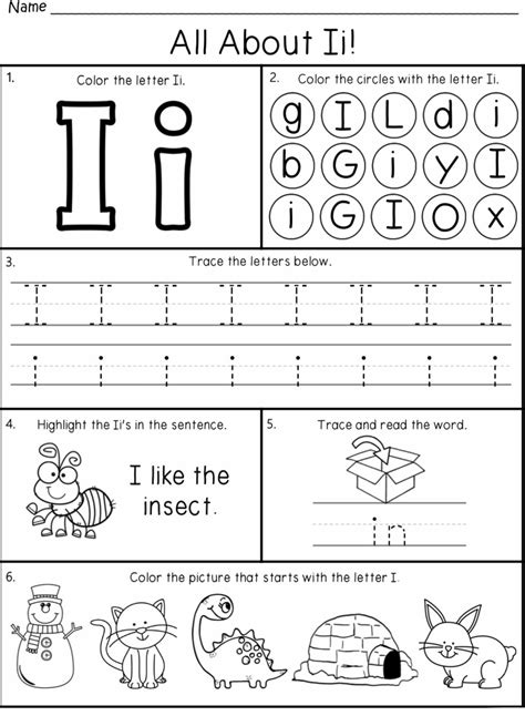 Letter I Worksheet for Preschool