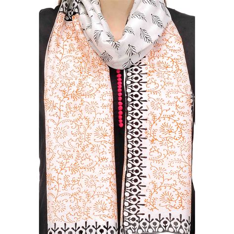 Ivory Block Print Cotton Silk Stole – Kreate