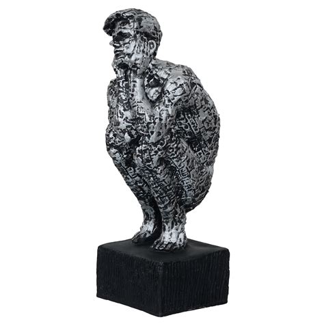 Silver Polyresin Man Sitting & Thinking Human Figurine – eCraftIndia