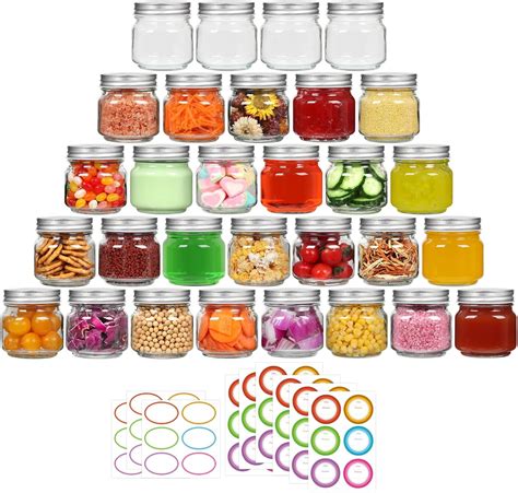 Small Mason Jars 8 oz with Lids 30Pack, Half Pint Canning Jars with 72 ...