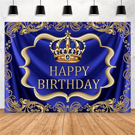 Aperturee Royal Blue And Gold Happy Birthday Backdrop 7x5ft Little ...
