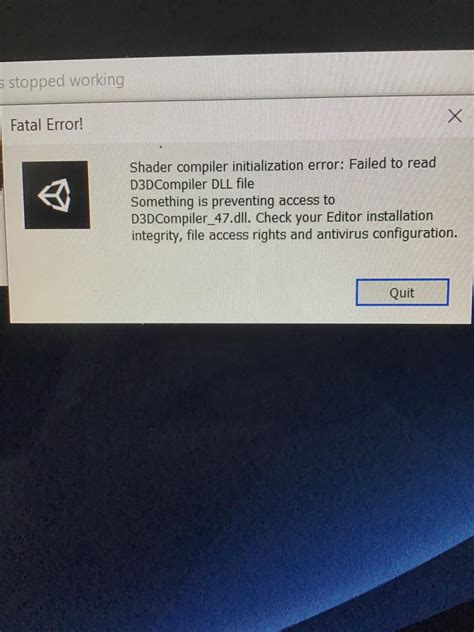 Why does unity keep saying this“shader compiler initialization error ...