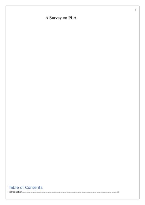 PLA Copy no 2 - A Survey on PLA Table of Contents - Studocu