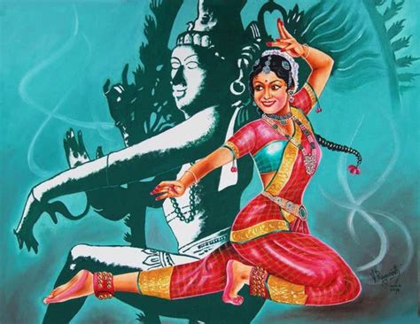 "Bharatanatyam Is A Classical Dance From": Red Oil Painting by RAGUNATH ...