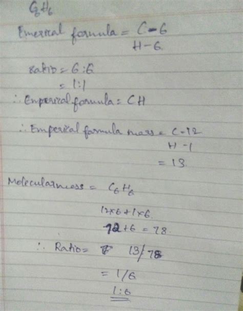 Ewhat is the ratio of empirical formula mass to molecular formula mass ...