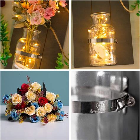 Buy Mason Jar Sconce, Artificial Rustic Rose Flower Wall Decor with LED ...