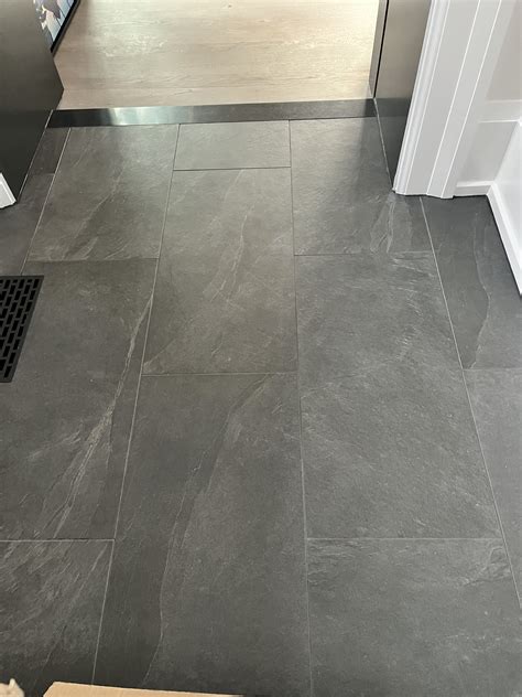 Grey Tile Floor in Kitchen