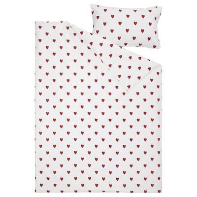 BARNDRÖM duvet cover and pillowcase, heart pattern/white red, 150x200 ...