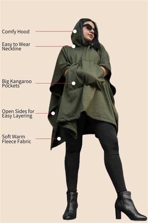 Olive Poncho Hoodie - Solid | LetsDressUp | Custom Size