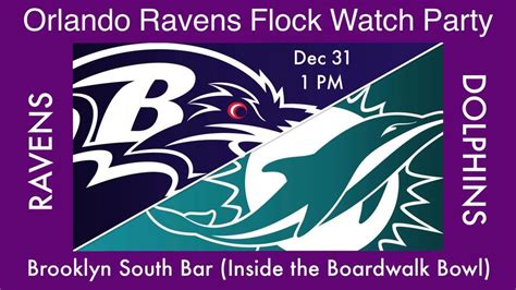 Ravens / Dolphins Watch Party, Boardwalk Bowl, Winter Park, December 31 ...