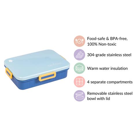 Stainless Steel Lunch Box With 4 Compartments Blue 900ml Online ...