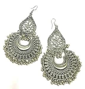 Digital dress room Drop Earrings for Women (Silver) (08NE02s) : Amazon ...