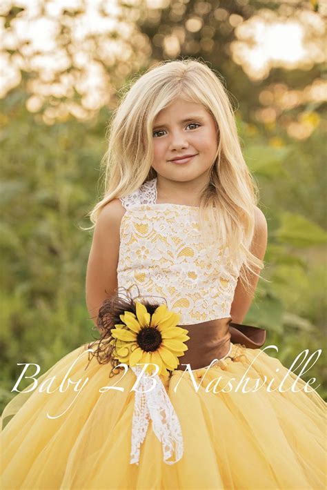 Yellow Sunflower Flower Girl Dress Yellow Dress Lace Dress | Etsy ...