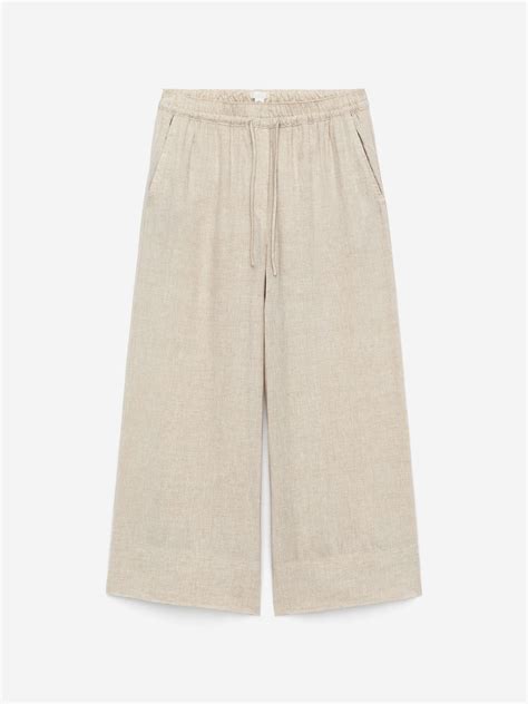 Cropped Linen Trousers - Beige - Women - ARKET DK