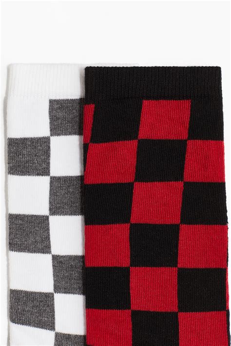 2-pack socks - Red/Black checked - Men | H&M IN