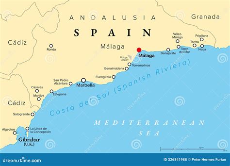 Costa Del Sol, Spanish Riviera In Andalusia, South Of Spain, Political ...