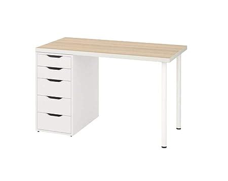 Ikea Linnmon Alex Table 47" White Stained Oak Effect 992.143.04 ...